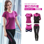 5 pieces sets coat+t shirt+bra+shorts+leggings women yoga clothing quick dry outdoor sports running fitness gym ropa deportiva - Trend Catalog