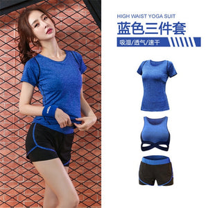 5 pieces sets coat+t shirt+bra+shorts+leggings women yoga clothing quick dry outdoor sports running fitness gym ropa deportiva - Trend Catalog