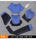 5 pieces sets coat+t shirt+bra+shorts+leggings women yoga clothing quick dry outdoor sports running fitness gym ropa deportiva - Trend Catalog