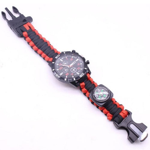 Military Outdoor Paracord Survival Bracelet Compass 6 In 1 Fire Watch Bileklik Erkek Whistle Buckle Safety Climbing Rope Lanyard - Trend Catalog - 