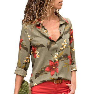 Women Blouses  Fashion Long Sleeve Turn Down Collar Office Shirt Chiffon Blouse Shirt Casual Tops