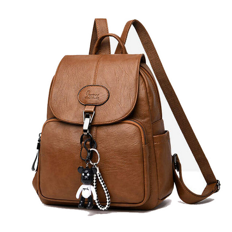 Black Soft Backpack Female Pu Leather Vintage Ladies Backpack Women Youth Bagpack for Teenage Girl Brown - Trend Catalog - 