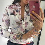 Spring Women Elegant Casual Blouse/top  Floral Print Button Design Long Sleeve Shirt Basic Top - Trend Catalog