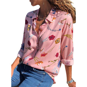 Women Blouses  Fashion Long Sleeve Turn Down Collar Office Shirt Chiffon Blouse Shirt Casual Tops