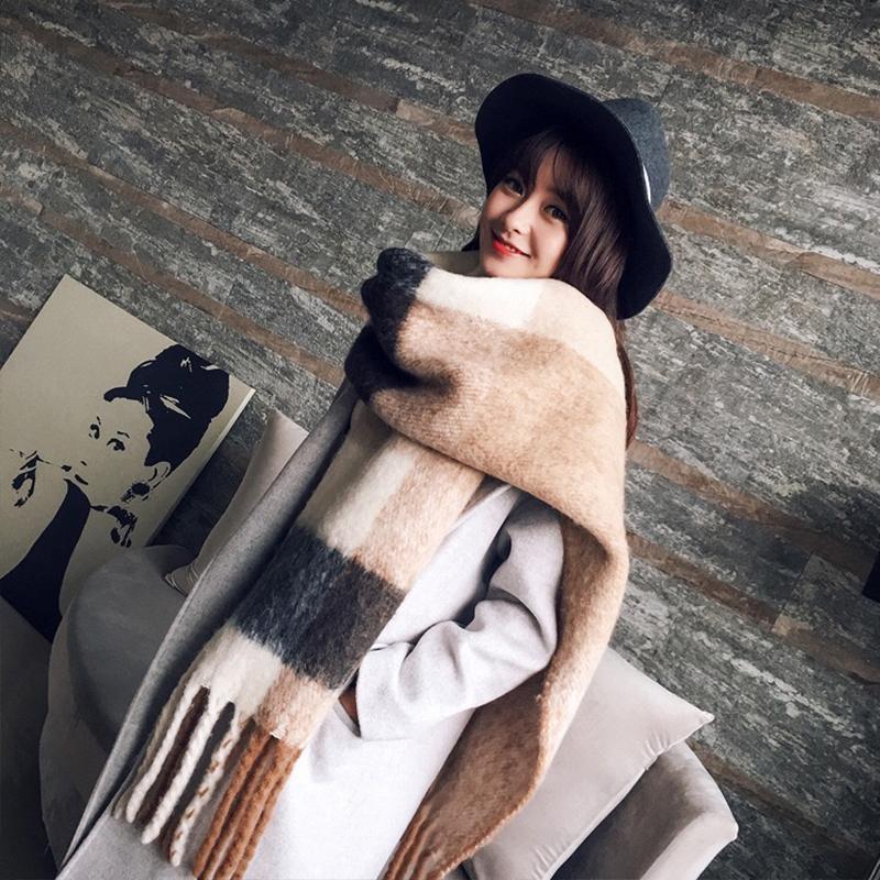 Mingjiebihuo Korean new fashion long scarf shawl female autumn and winter new color mixed wild warm thick fringed scarf - Trend Catalog