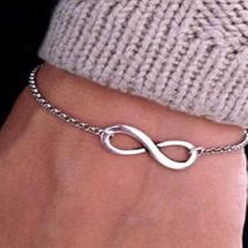 Gold/Silver Color Metal Lucky Number 8 Charm Bracelets For Women 2018 New Fashion Infinity Chain Bracelet Pulseras Mujer - Trend Catalog