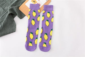 Women Socks Funny Cute Cartoon Fruits Banana Avocado Lemon Egg Cookie Donuts Food Happy Japanese Harajuku skateboard Socks - Trend Catalog