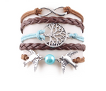 Fashion Infinity Tree flying birds charm Imitation Pearl Leather braid women wrap bracelet Bracelets & Bangles for women jewelry - Trend Catalog - 