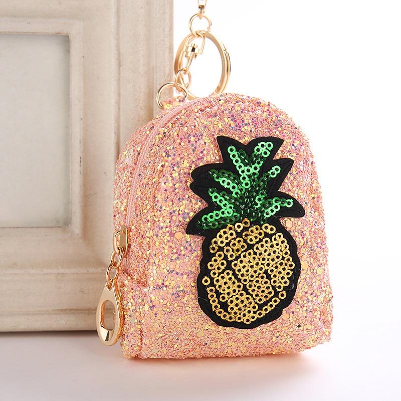 Cute Pineapple Keychain Glitter Sequins Key Ring Gifts Charms Bag Accessories Decorative Pendants Key Chain Mini Coin Purse - Trend Catalog