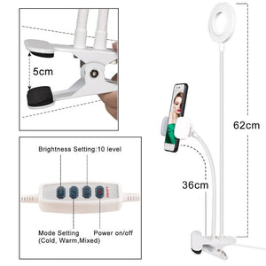 Photo Studio Selfie LED Ring Light with Cell Phone Mobile Holder for Youtube Live Stream Makeup Camera Lamp for iPhone Android - Trend Catalog