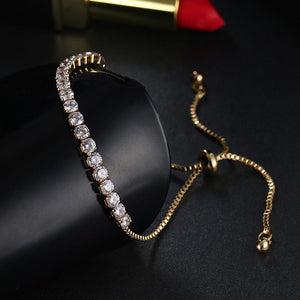 Fashion Round Cubic Zirconia Tennis Adjustable Bracelet Bangle For Women White Gold Color Crystal Bracelets Wedding Jewelry Gift - Trend Catalog