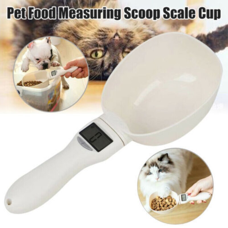 Pet Measuring Spoon Cup Of Pet Dog Food Water Scoop Scale Spoon LED Display Bowl For Cat Pets Feeder Dog Feeding Bowls