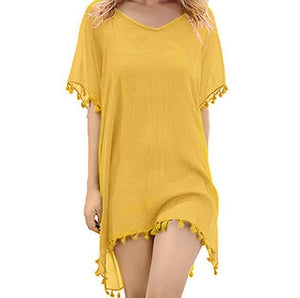 Chiffon Tassels Beach Wear Women Swimsuit Cover Up Swimwear Bathing Suits Summer Mini Dress. Cover up shirt, - Trend Catalog