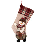 Warm Large Christmas Stocking Santa Claus Sock Plaid Burlap Gift Holder Christmas Tree Decoration New Year Gift Candy Bags