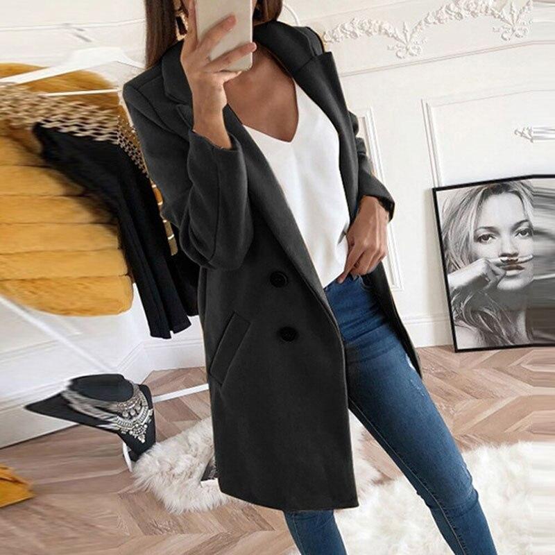 Plus Size Autumn Winter Wool Coat Women Elegant Blazer Ladies Cashmere Womens Coats Office Solid Medium Long Section Camel Coat - Trend Catalog