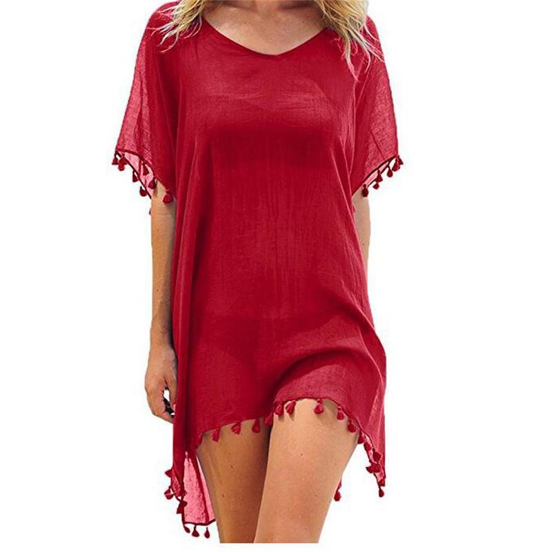 Chiffon Tassels Beach Wear Women Swimsuit Cover Up Swimwear Bathing Suits Summer Mini Dress. Cover up shirt, - Trend Catalog