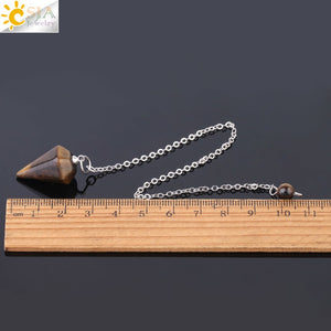 CSJA Small Size Reiki Pendulum Natural Stone Amulet Healing Crystal Pendant Meditation Hexagonal Pendulums