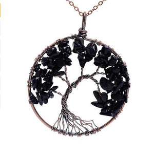 Crystal Natural Stone Tree Necklace