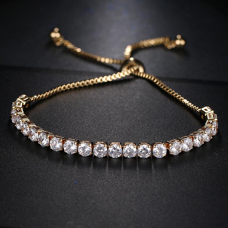 Fashion Round Cubic Zirconia Tennis Adjustable Bracelet Bangle For Women White Gold Color Crystal Bracelets Wedding Jewelry Gift - Trend Catalog