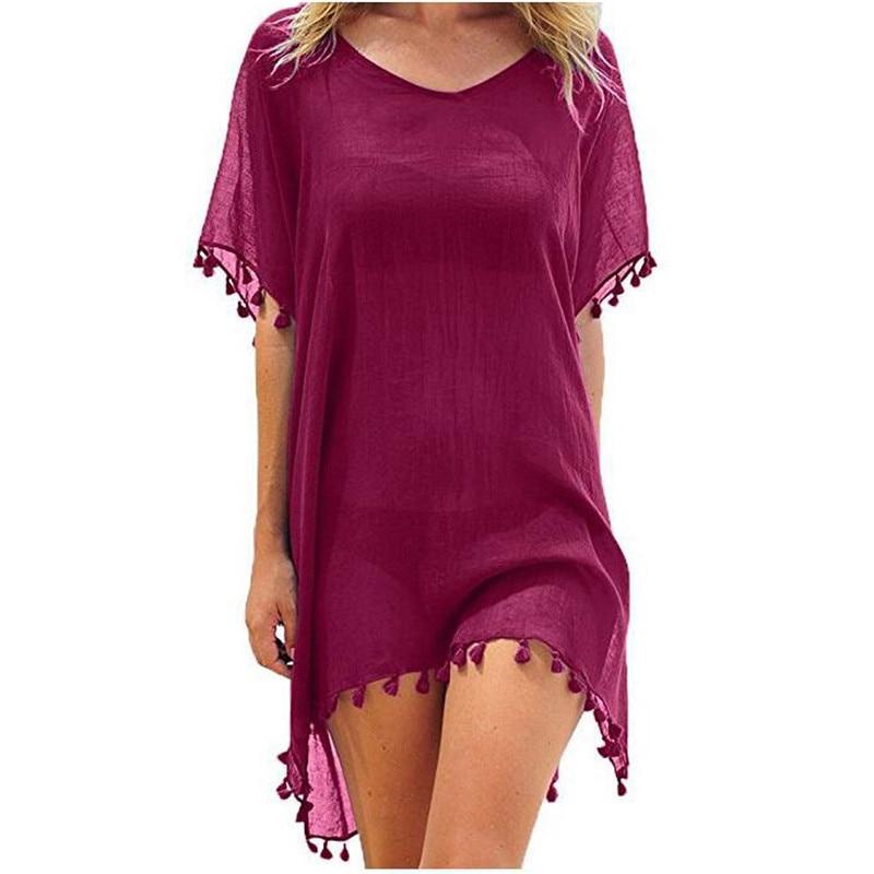 Chiffon Tassels Beach Wear Women Swimsuit Cover Up Swimwear Bathing Suits Summer Mini Dress. Cover up shirt, - Trend Catalog