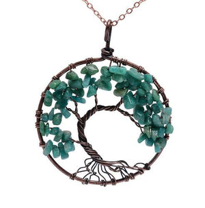 Crystal Natural Stone Tree Necklace