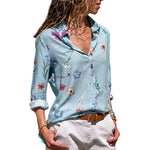 Women Blouses  Fashion Long Sleeve Turn Down Collar Office Shirt Chiffon Blouse Shirt Casual Tops