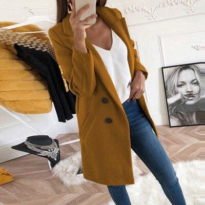 Plus Size Autumn Winter Wool Coat Women Elegant Blazer Ladies Cashmere Womens Coats Office Solid Medium Long Section Camel Coat - Trend Catalog