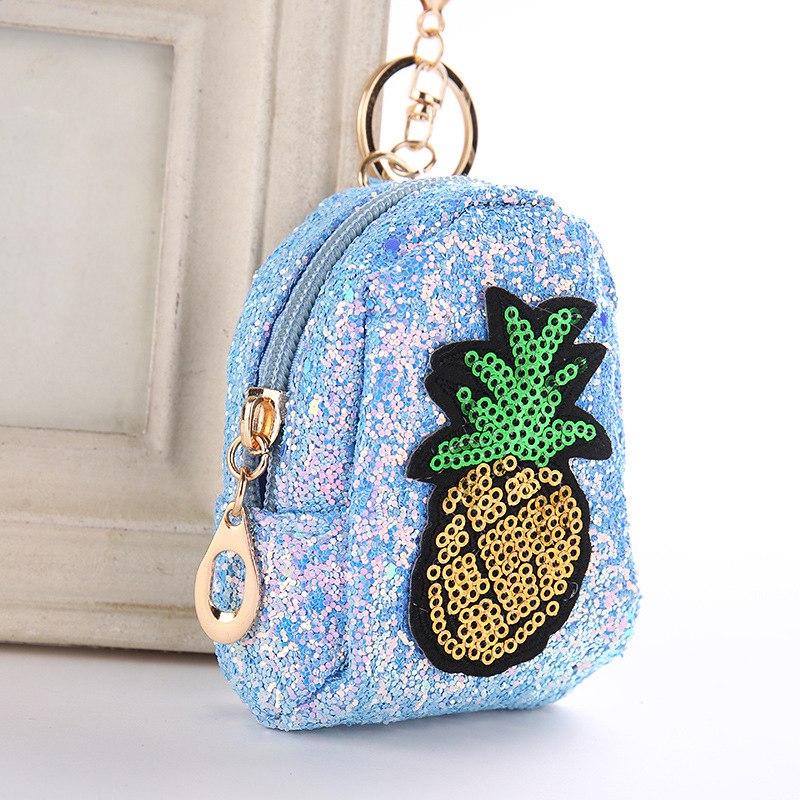 Cute Pineapple Keychain Glitter Sequins Key Ring Gifts Charms Bag Accessories Decorative Pendants Key Chain Mini Coin Purse - Trend Catalog