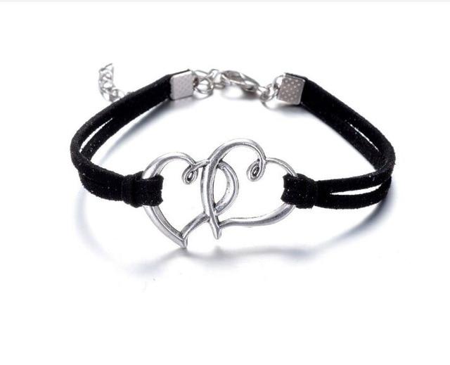 Infinity handmade bracelet, Vintage Antique Silver colour, Love double heart Charms, jewelry, Infinity Bangles Leather Bracelet - Trend Catalog