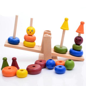 Montessori teaching AIDS children wooden rainbow tower balance toys, children clown balance blocks wood toys - Trend Catalog