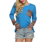 Women's Long Sleeve O-Neck Patchwork Casual Loose T-Shirts Blouse - Trend Catalog