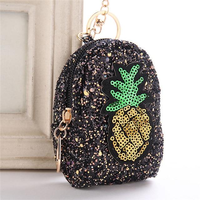 Cute Pineapple Keychain Glitter Sequins Key Ring Gifts Charms Bag Accessories Decorative Pendants Key Chain Mini Coin Purse - Trend Catalog