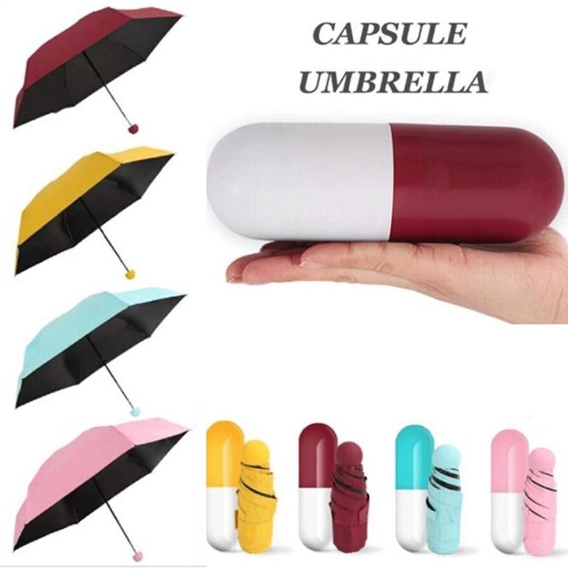 Mini Folding Capsule Small Umbrella With Pill Package Box Pocket Parasol Rain Anti-UV Portable Travel Umbrella Sunny Rainy Day - Trend Catalog