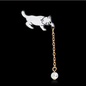 Alloy Cute Little White Imitation Pearl Cat Brooch Pins Chic Fashion Jewelry Bijoux Brooch Wholesale Women Accessories - Trend Catalog