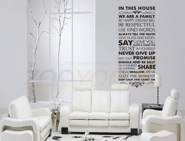 In this house Family Rules Home decor quotes wall decal 8084 decorative adesivo de parede vinyl wall sticker Wall Art