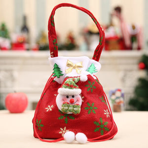 Santa Claus Christmas Decorations For Home Snowman Cloth Gift Bags With Handles For Cookie Candy Drawstring Merry Christmas Bags