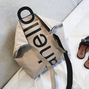 Canvas Women's Fashion Letters Portable Tote Bag Broadband Wild Large Capacity Handbag