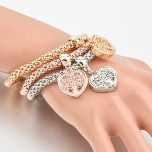 Dainty Jewelry Life Tree Heart Bracelet & Bangles Popcorn Chain Set Friendship Distance Bracelets