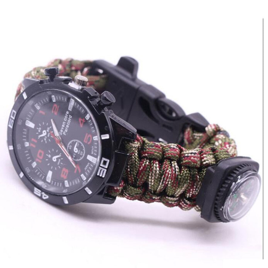 Military Outdoor Paracord Survival Bracelet Compass 6 In 1 Fire Watch Bileklik Erkek Whistle Buckle Safety Climbing Rope Lanyard - Trend Catalog - 