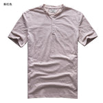 Bamboo cotton men's short sleeved T-shirt summer Henry collar casual Metrosexual men slim new brand top tees