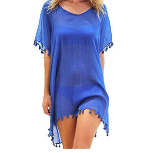 Chiffon Tassels Beach Wear Women Swimsuit Cover Up Swimwear Bathing Suits Summer Mini Dress. Cover up shirt, - Trend Catalog