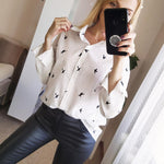 Women's Birds Print Shirts 35% Cotton Long Sleeve Female Tops 2020 Spring Summer Loose Casual Office Ladies Shirt Plus Size 5XL - Trend Catalog