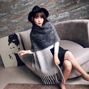 Mingjiebihuo Korean new fashion long scarf shawl female autumn and winter new color mixed wild warm thick fringed scarf - Trend Catalog