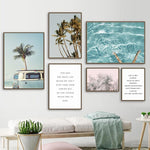 Coconut Tree Palm leafs Bus Sea Landscape Wall Art Canvas Painting Nordic Posters And Prints Wall Pictures For Living Room Decor - Trend Catalog