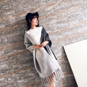 Mingjiebihuo Korean new fashion long scarf shawl female autumn and winter new color mixed wild warm thick fringed scarf - Trend Catalog