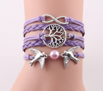 Fashion Infinity Tree flying birds charm Imitation Pearl Leather braid women wrap bracelet Bracelets & Bangles for women jewelry - Trend Catalog - 