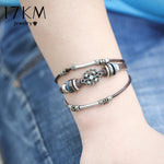 Vintage Flower Bracelets & Bangle Boho Multiple Layers Leather Bracelet Handmade Female Punk Jewelry - Trend Catalog