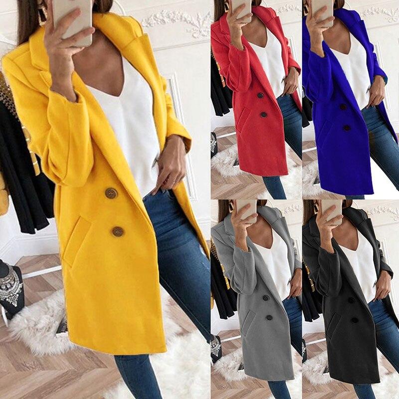 Plus Size Autumn Winter Wool Coat Women Elegant Blazer Ladies Cashmere Womens Coats Office Solid Medium Long Section Camel Coat - Trend Catalog