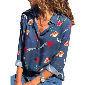 Women Blouses  Fashion Long Sleeve Turn Down Collar Office Shirt Chiffon Blouse Shirt Casual Tops