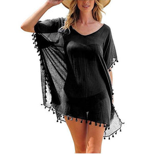 Chiffon Tassels Beach Wear Women Swimsuit Cover Up Swimwear Bathing Suits Summer Mini Dress. Cover up shirt, - Trend Catalog